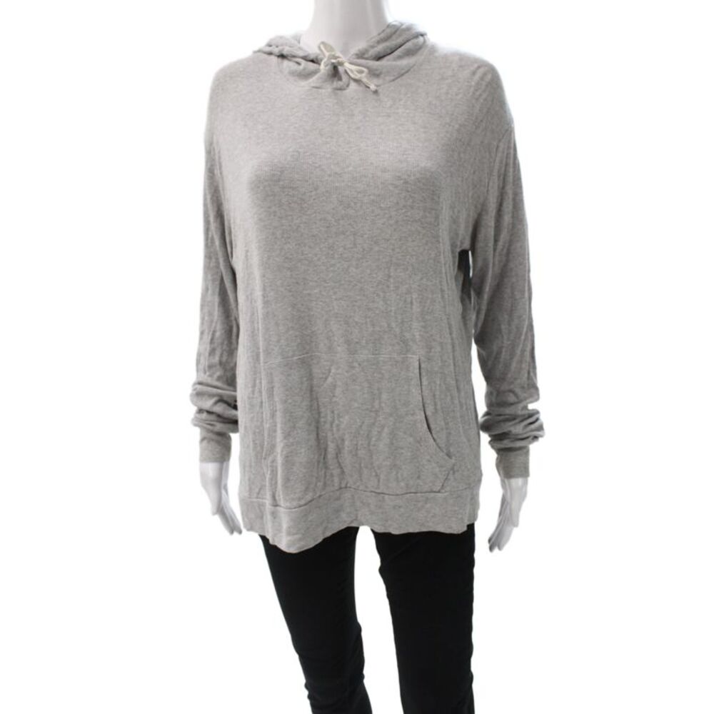Joah Brown Womens Pullover Hoodie Gray Rayon Drawstring Long Sleeve Size One
